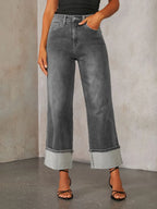 High Waisted Straight Leg Rolled Jeans (9)