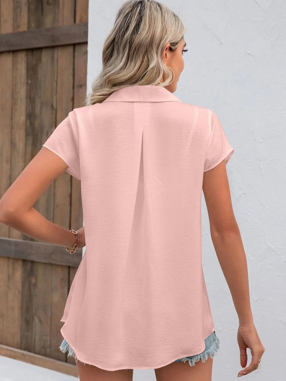 Button Up Collared Neck Short Sleeve Shirt (14)
