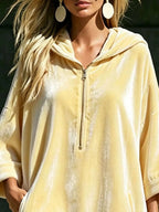 Full Size Half-zip 3/4 Sleeve Hoodie Dress Plus (9)
