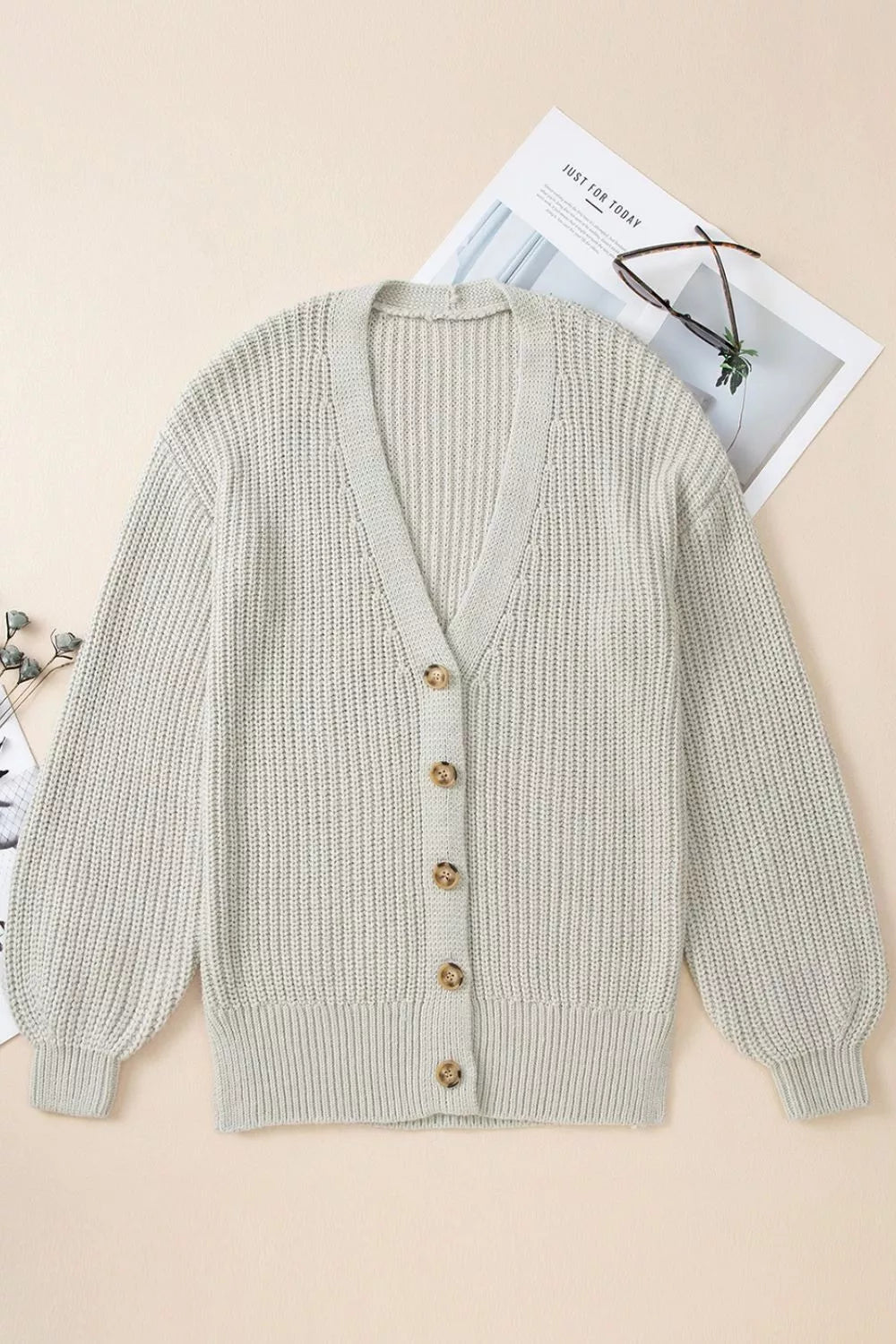 Chunky Knit Button-down Cardigan (17)