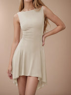 High-low Round Neck Sleeveless Mini Dress (5)