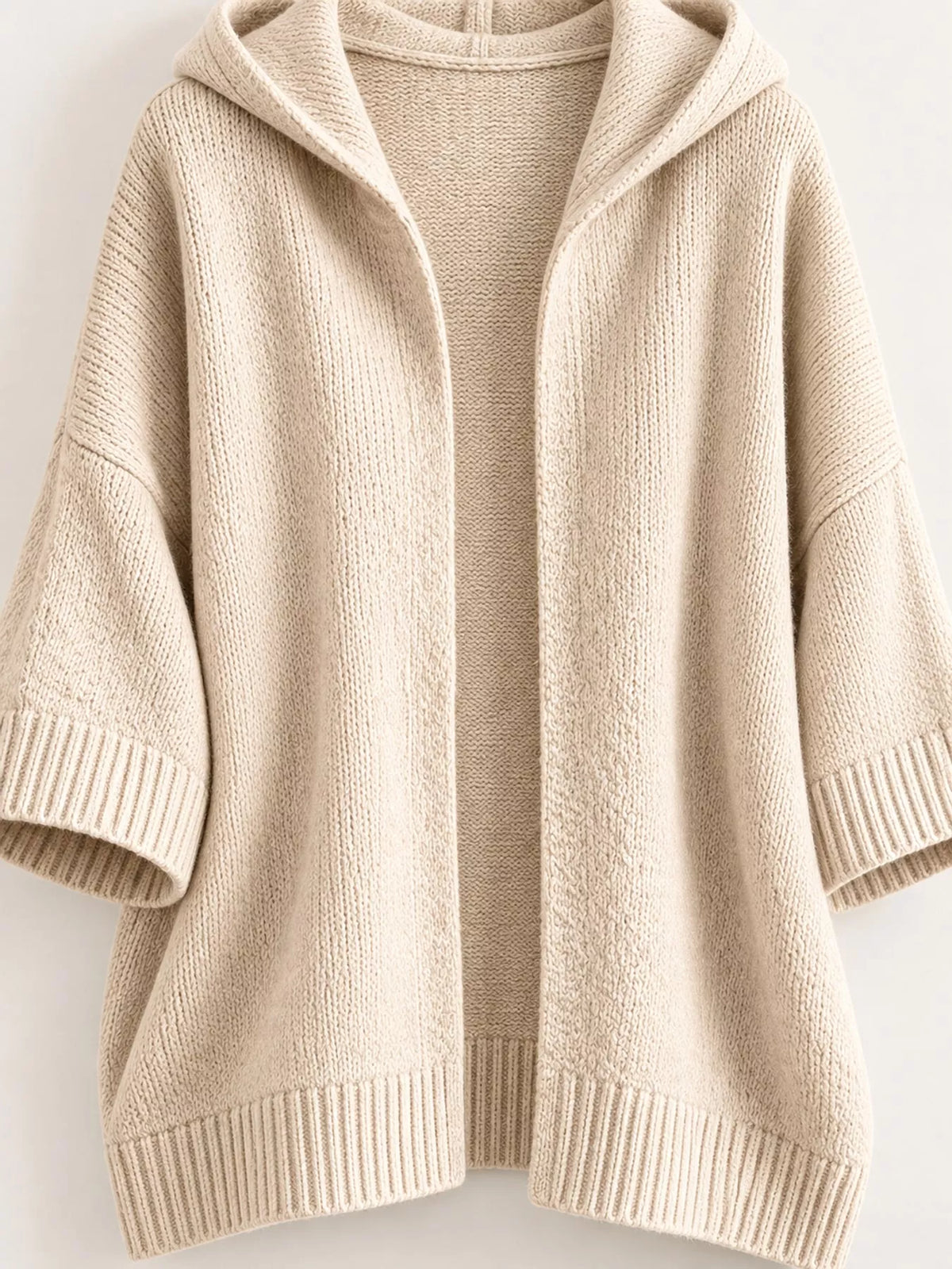 Full Size Hooded Open-front Knit Cardigan Plus (5)