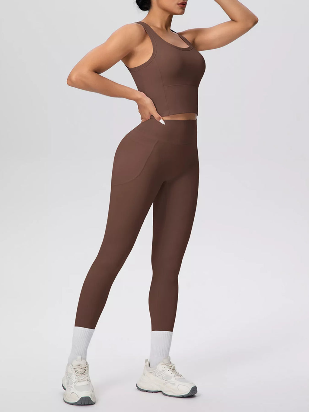 Scoop Neck Tank High-waisted Leggings Active Set (15)