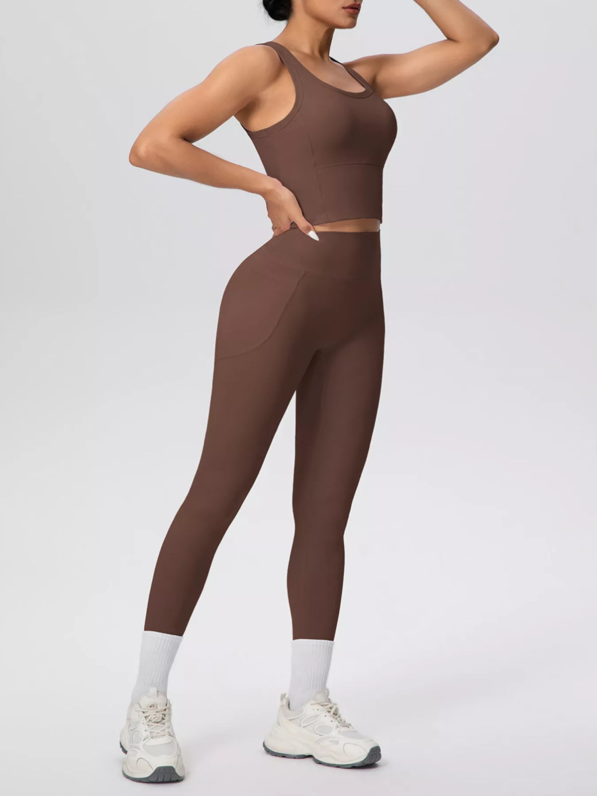 Scoop Neck Tank High-waisted Leggings Active Set (15)