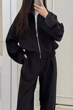 Zip-up Jacket Wide-leg Pants Set (8)