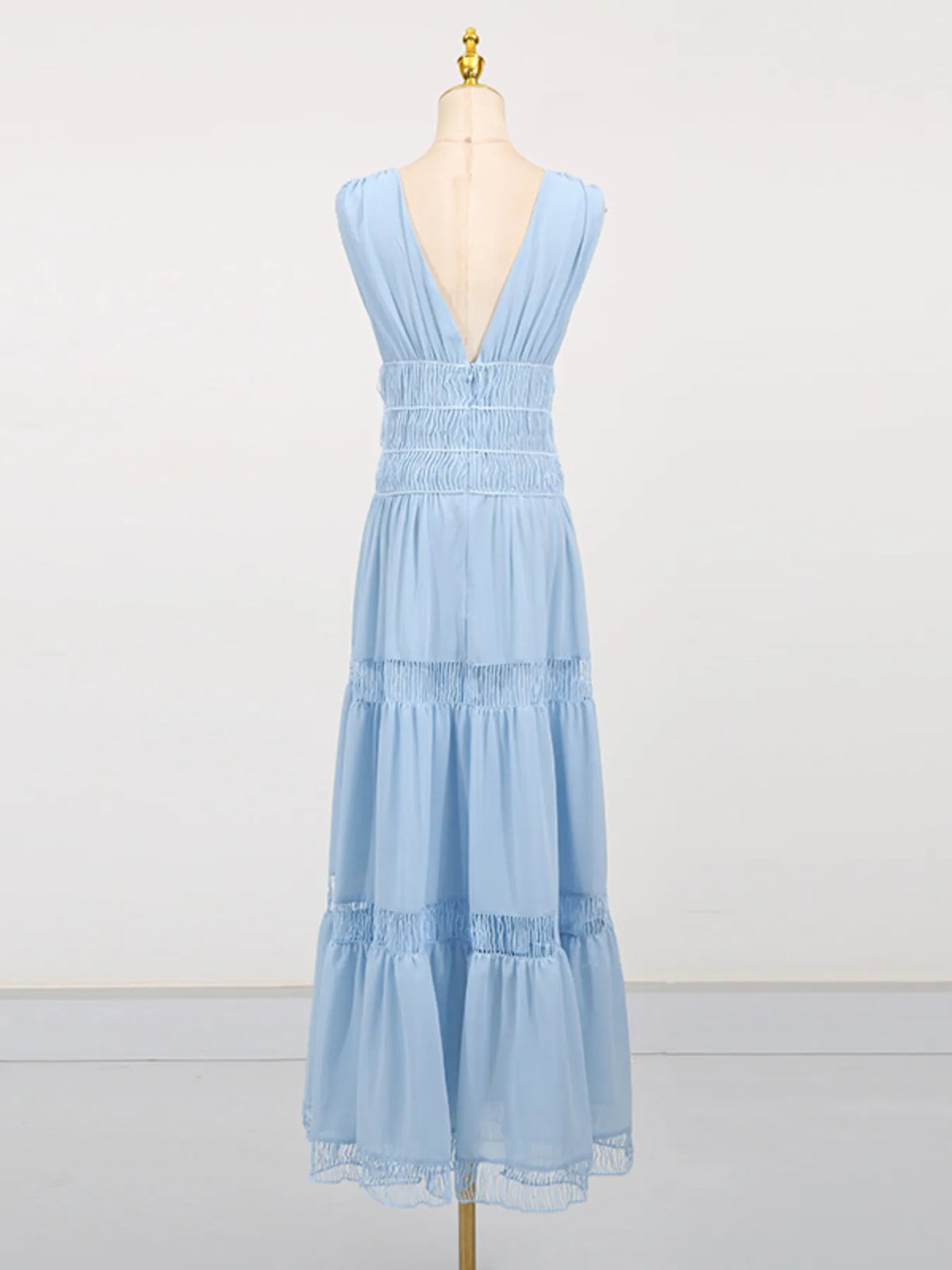 Tiered V-neck Sleeveless Maxi Dress (12)