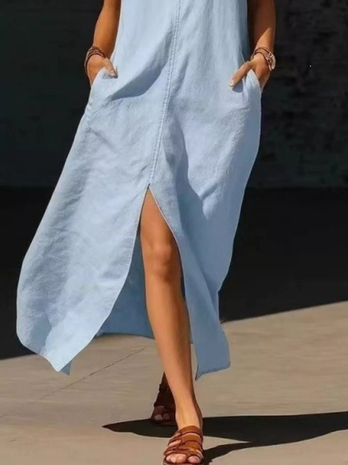 Sleeveless Maxi Dress Side Pockets (12)