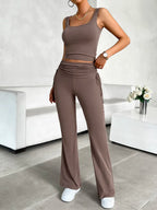 Square Neck Tank Drawstring Pants Set (9)