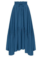 Smocked Waist Band Ruched Layered Skirt (8)