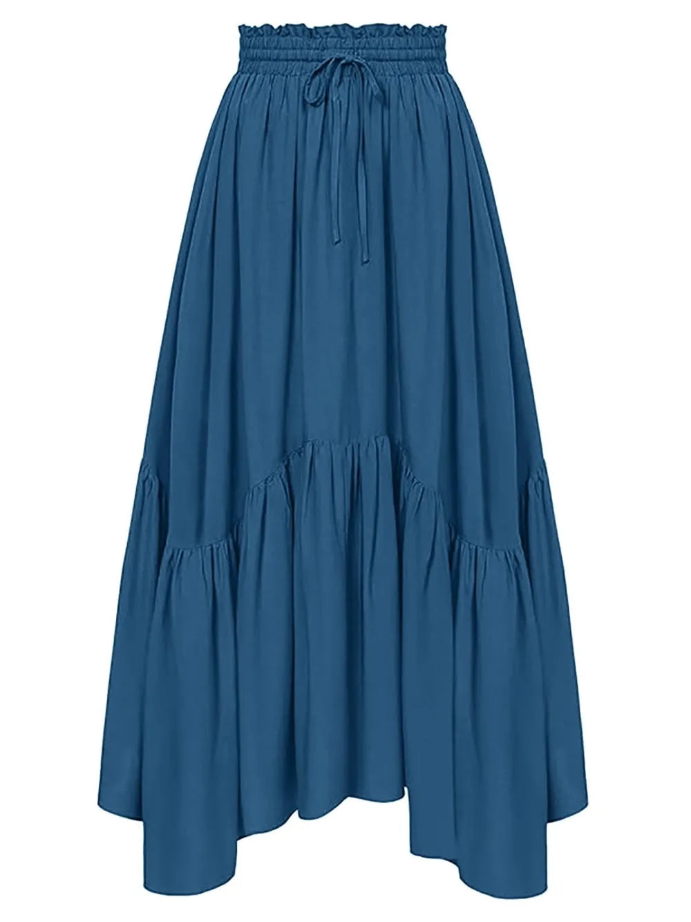 Smocked Waist Band Ruched Layered Skirt (8)