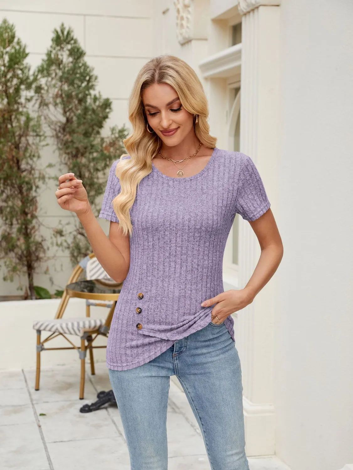 Round Neck Short Sleeve T-shirt (13)