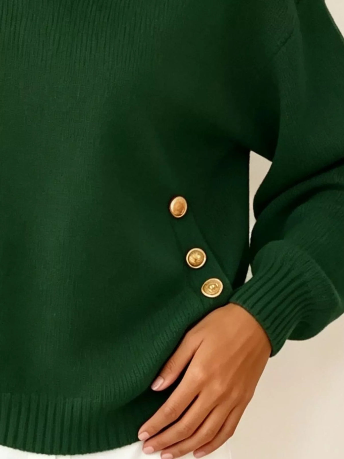 Chic Collared Decor-button Sweater (21)