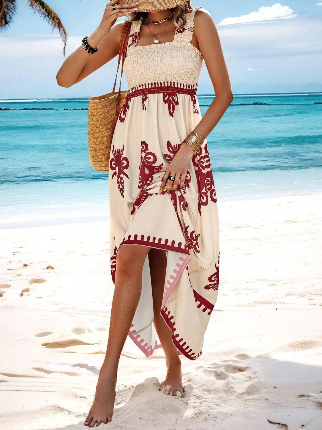 Smocked Printed Wide Strap Maxi Dress (28)