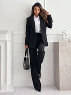 Lapel Collar One Button Blazer (23)