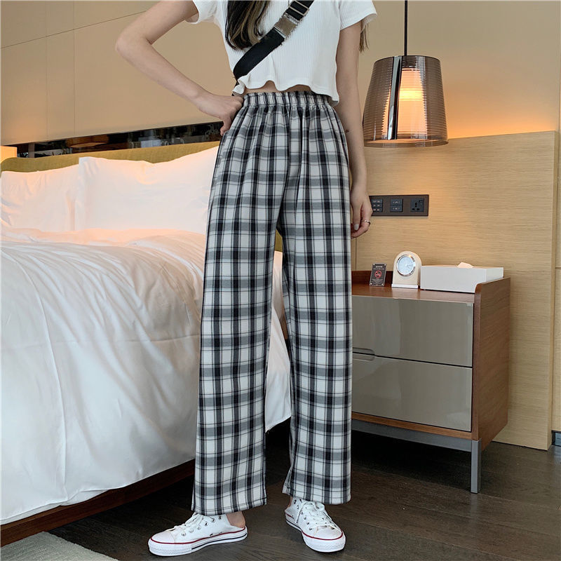 Plaid Wide Leg Pants Casual variant CJKT135150107GT