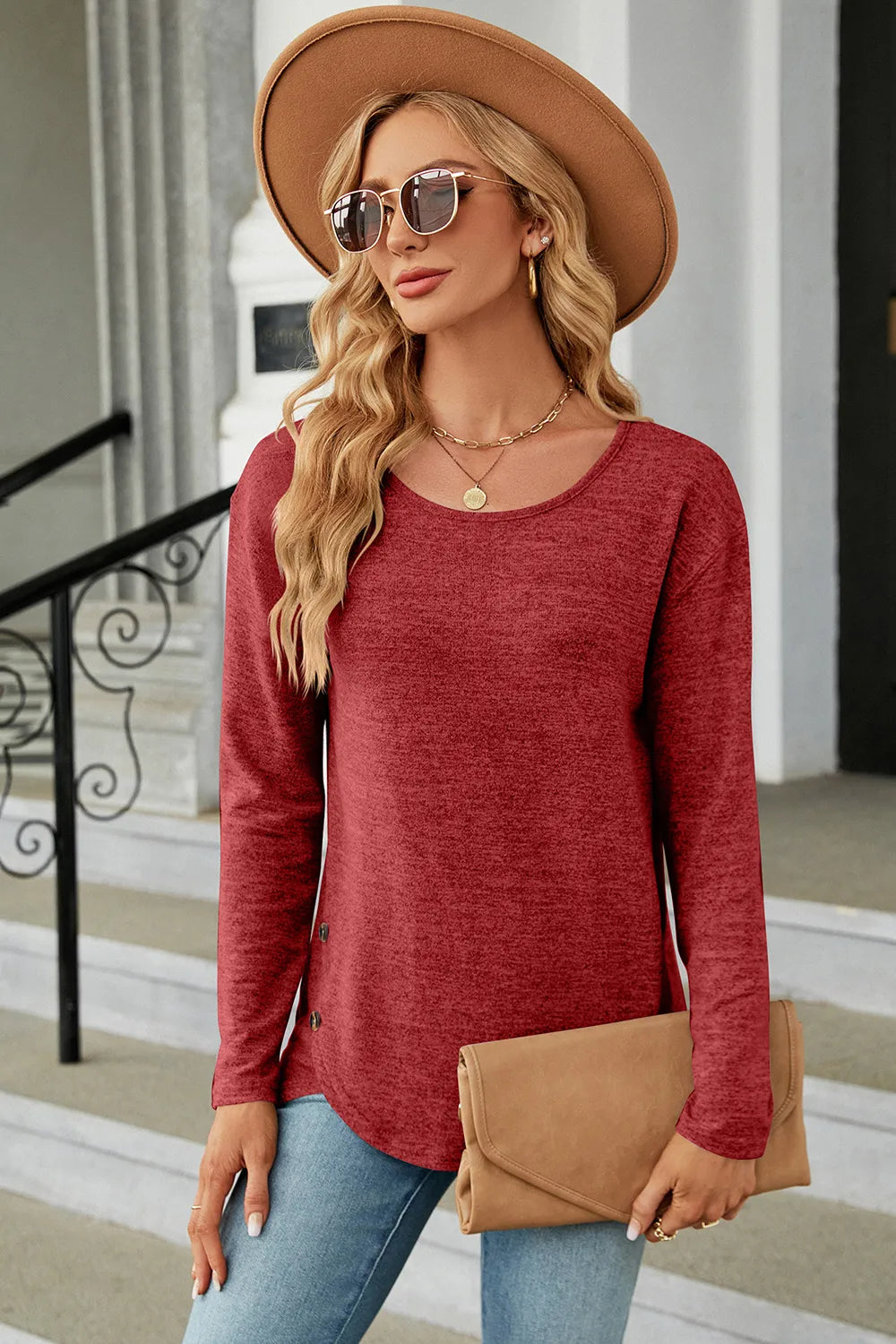 Round Neck Long Sleeve T-shirt (8)