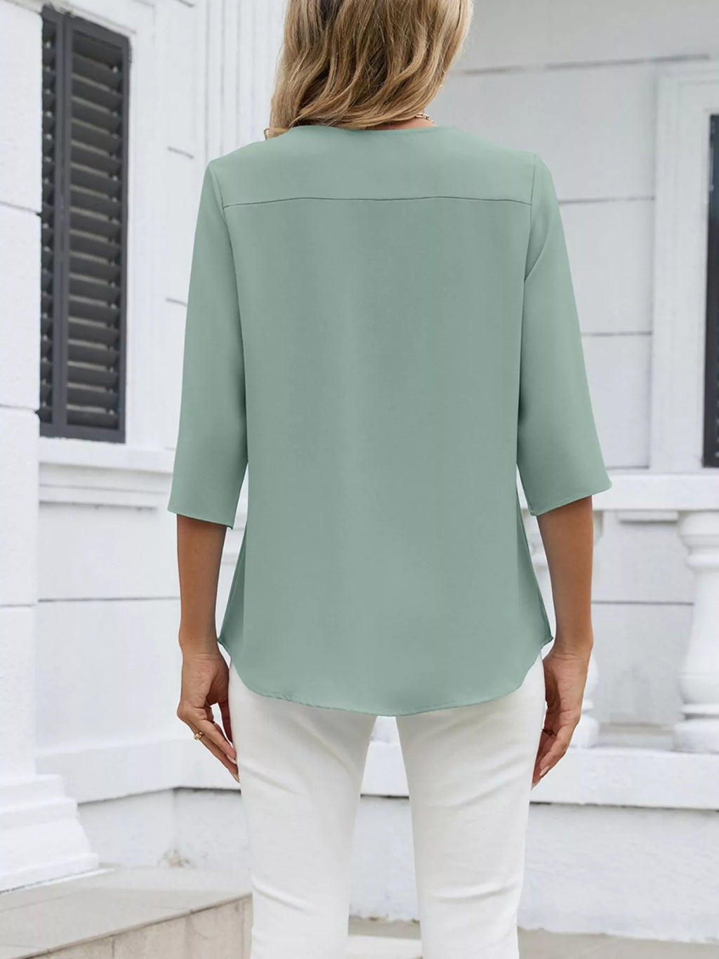 V-neck 3/4 Sleeve Blouse (17)
