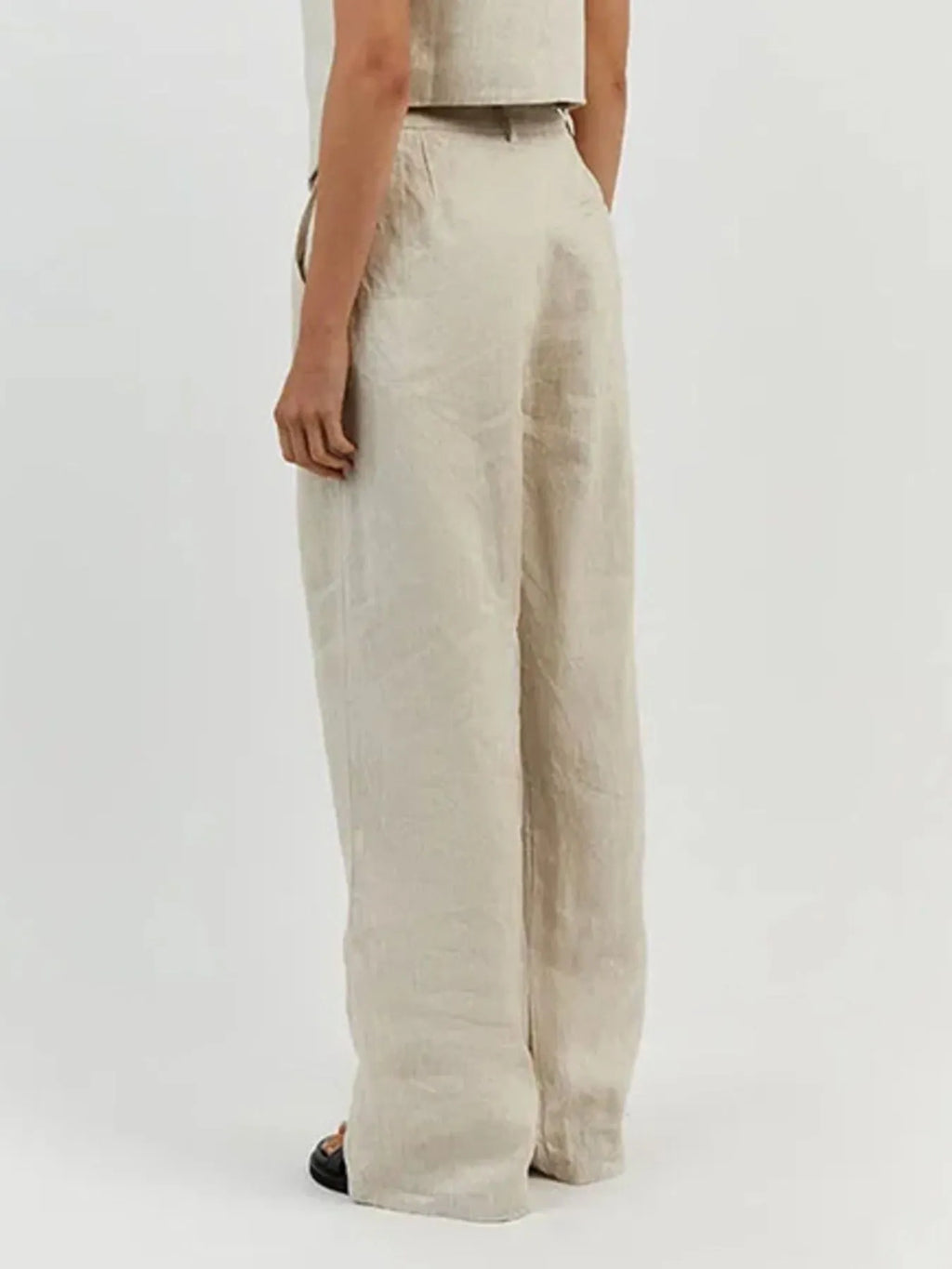 Full Size V-neck Vest Wide Leg Pants Set Plus (5)