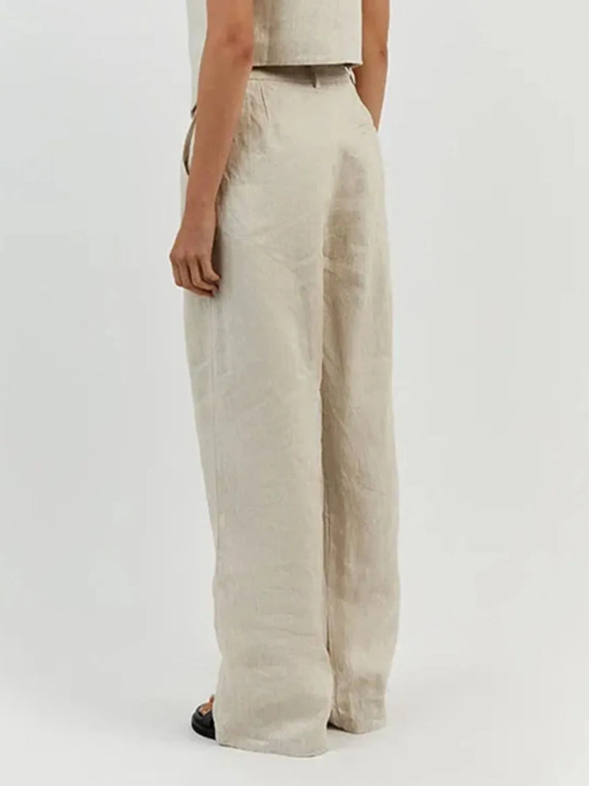 Full Size V-neck Vest Wide Leg Pants Set Plus (5)