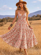 Floral Print V-neck Midi Dress
