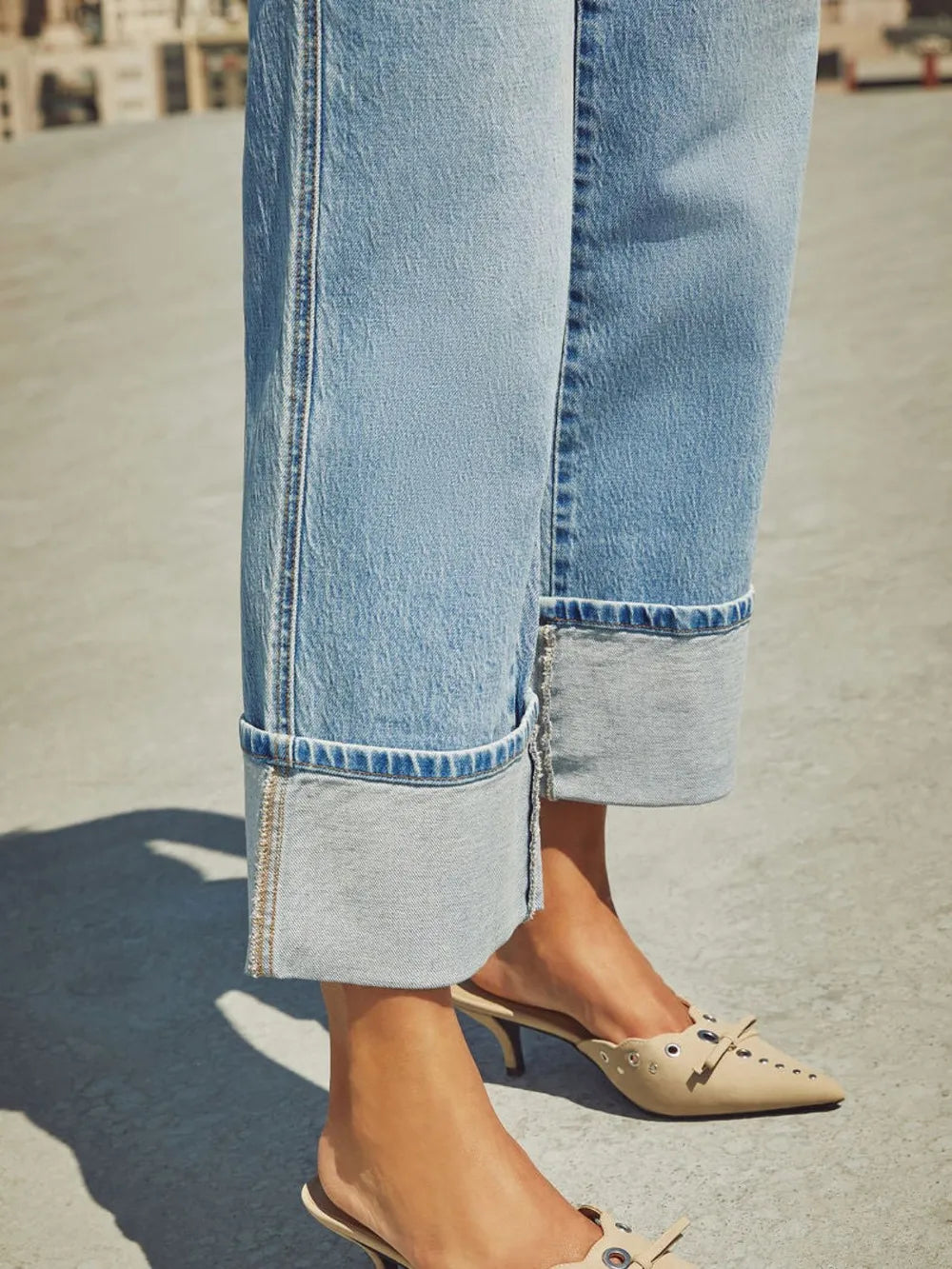 High Waisted Straight Leg Rolled Jeans (17)