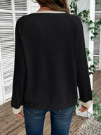 Ribbed Knit Two-tone Top (5)