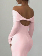 Off-shoulder Ruched Bodycon Maxi Dress (7)