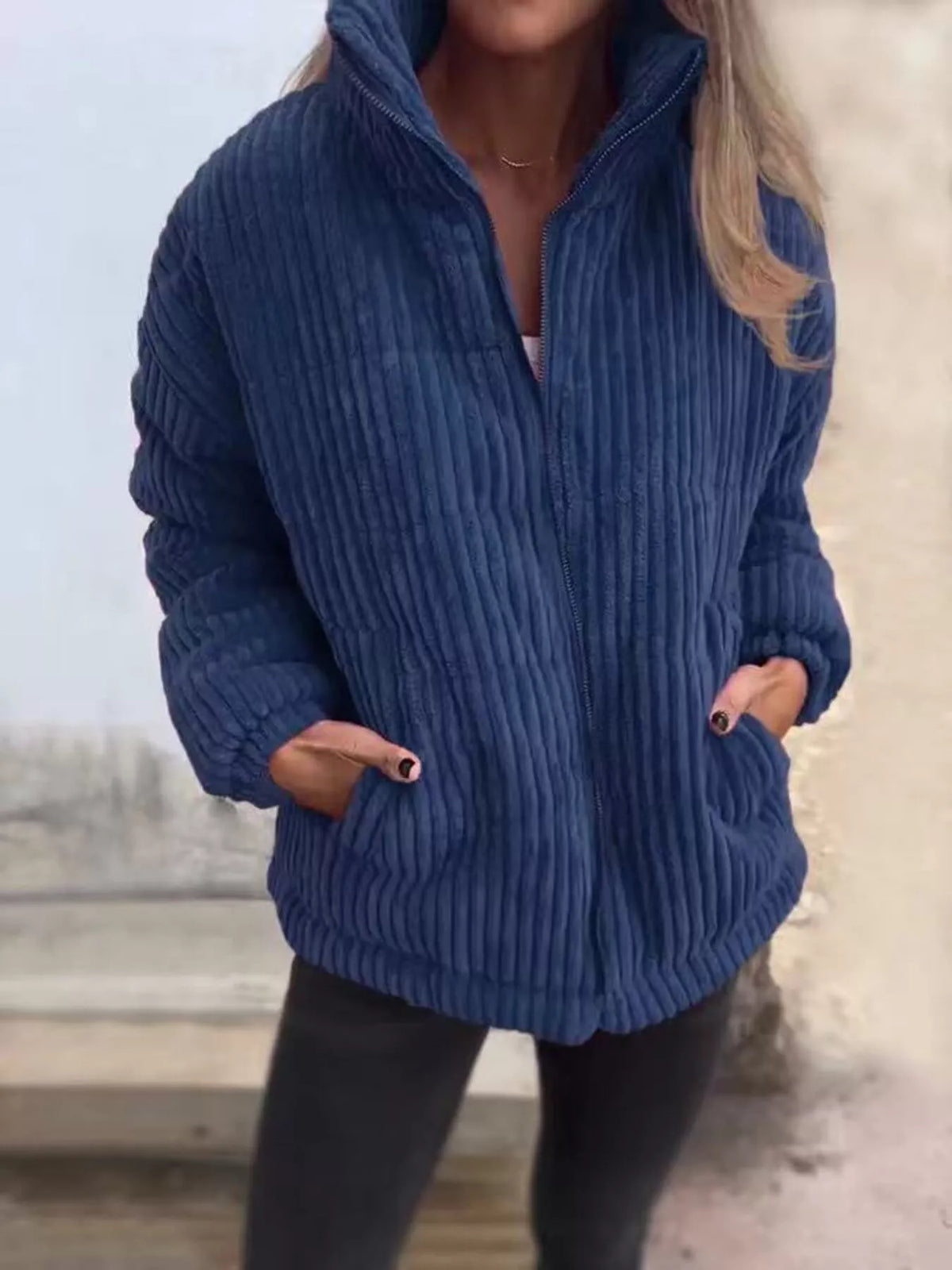 Full Size Zip Up Turtleneck Long Sleeve Winter Coat Plus (10)