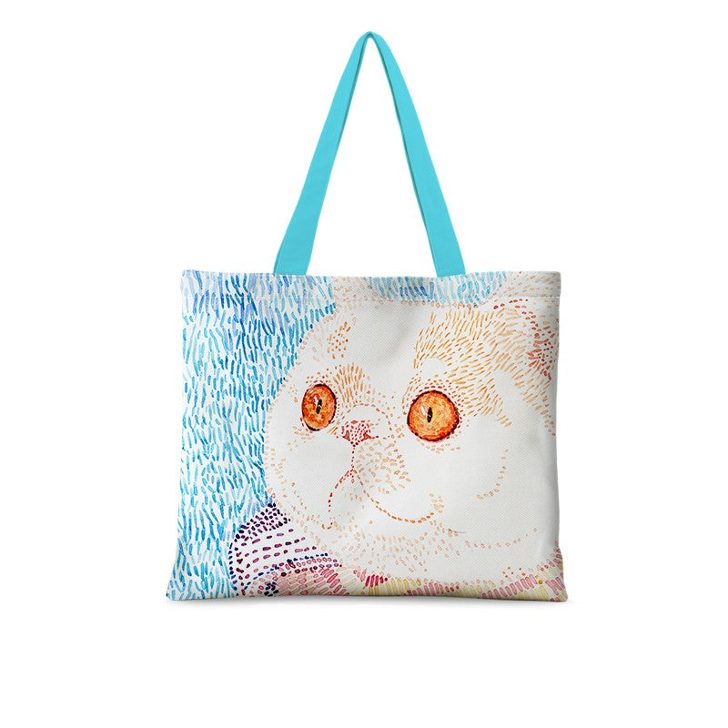 Cat Illustration Shoulder Bag Large Capacity Canvas photo 8