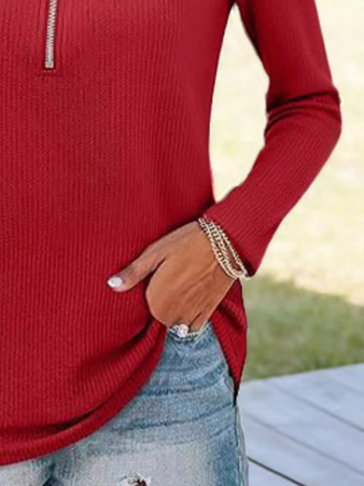 Half Zip Long Sleeve Knit Top (12)