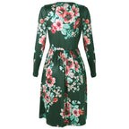 Printed Long Sleeve V-neck Pocket Dress photo 2