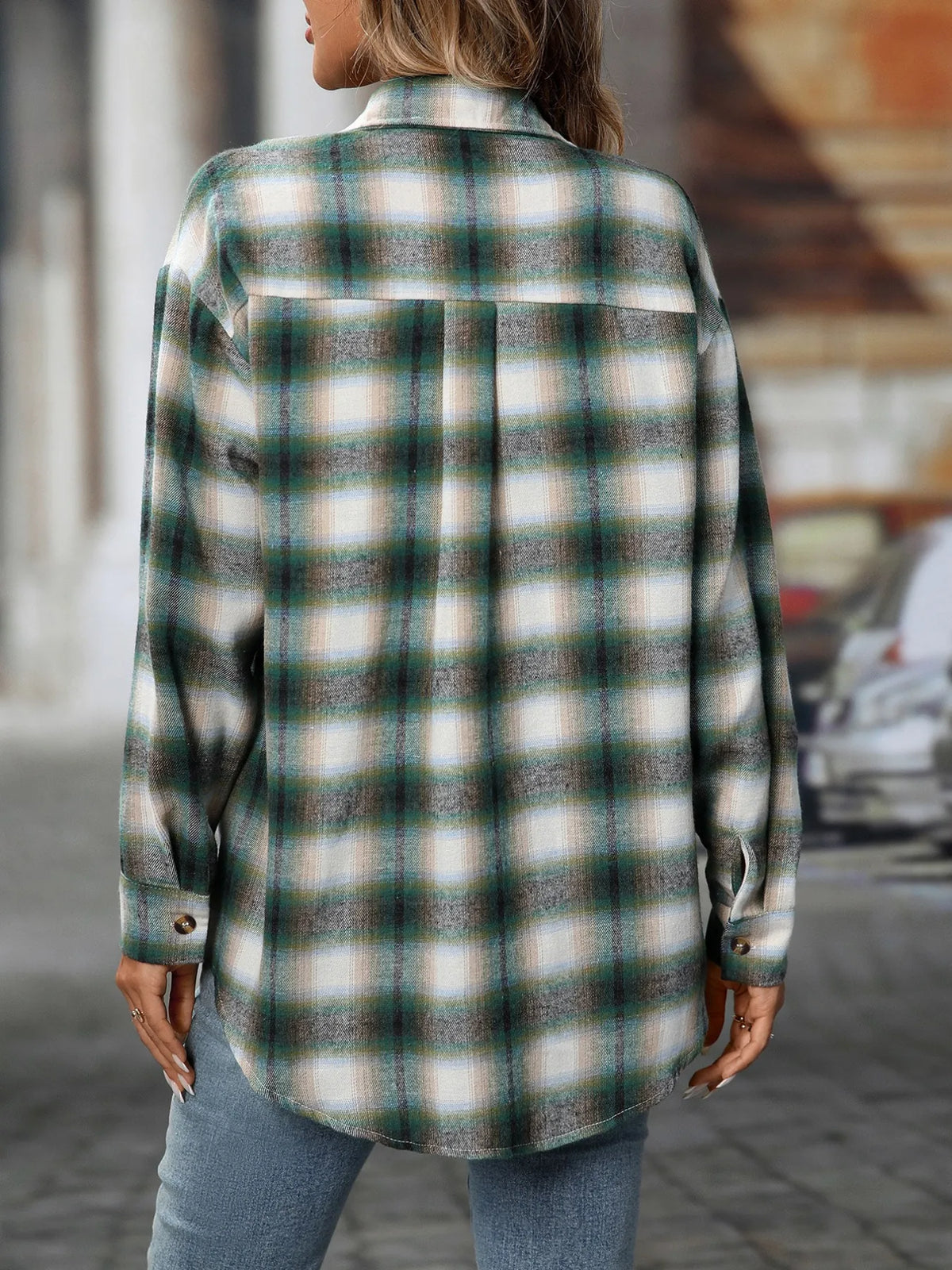 Oversized Plaid Button-up Shirt (10)