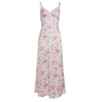 Floral-print Lace-spliced Deep V-neck Slip Dress variant CJLY279479001AZ|CJLY279479002BY|CJLY279479003CX