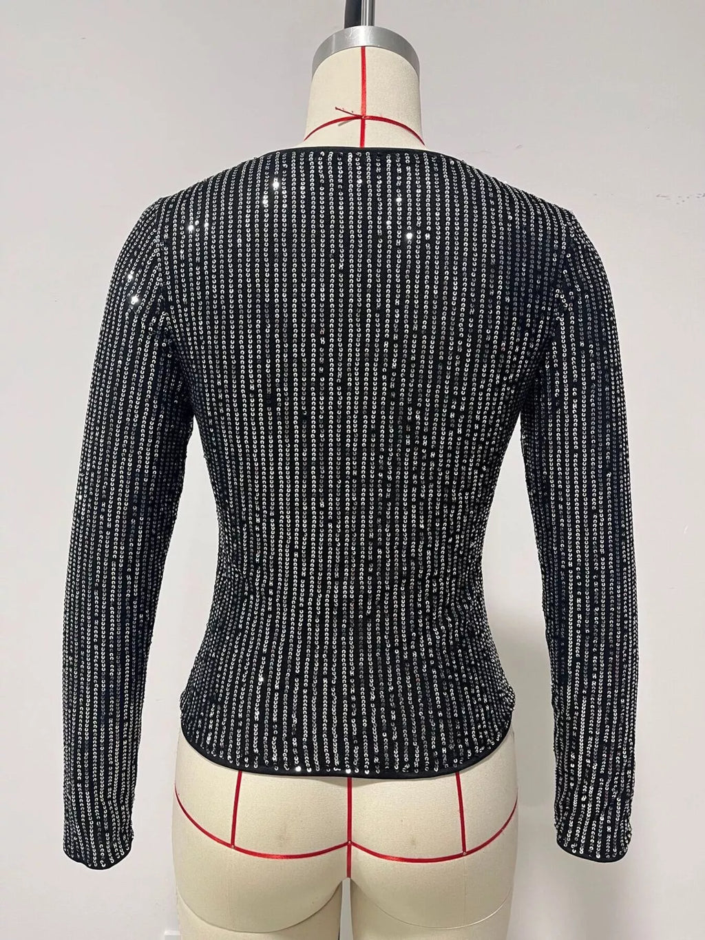 Sequin Long Sleeve Crop T-shirt (4)