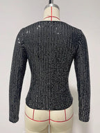 Sequin Long Sleeve Crop T-shirt (4)