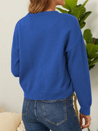 Flower Button Front Dropped Shoulder Cardigan (12)