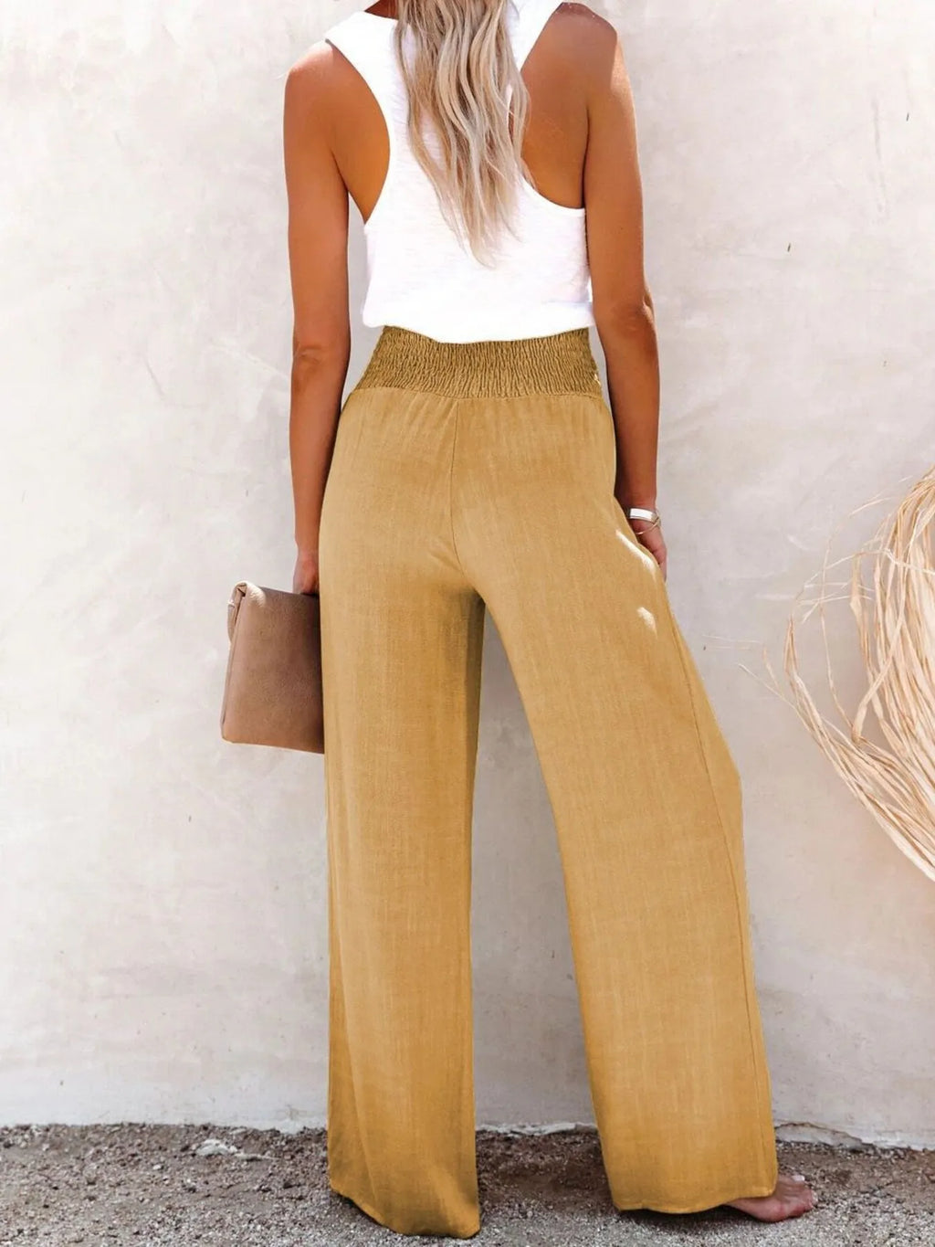 Full Size High-waisted Textured Wide Leg Pants Plus (16)