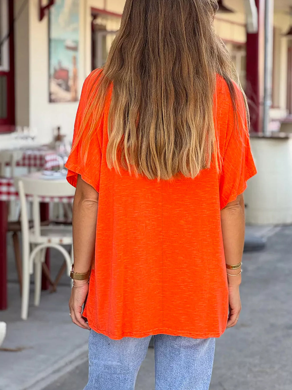 Casual V-neck Relaxed Fit T-shirt (20)