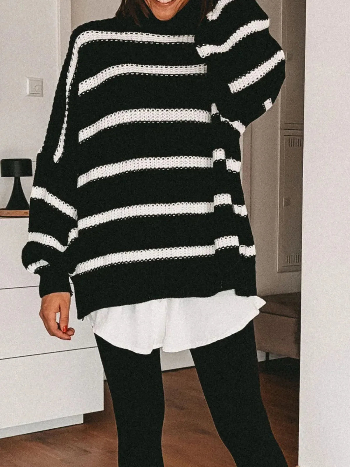 Striped Turtleneck Long Sleeve Sweater (13)