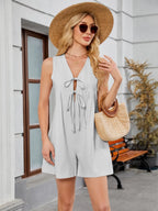 Tie Front Sleeveless Romper Pockets (11)