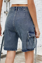 Washed Cargo Denim Shorts (15)