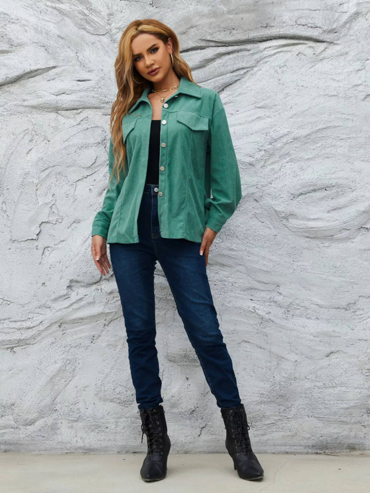 Casual Corduroy Button-down Jacket (10)