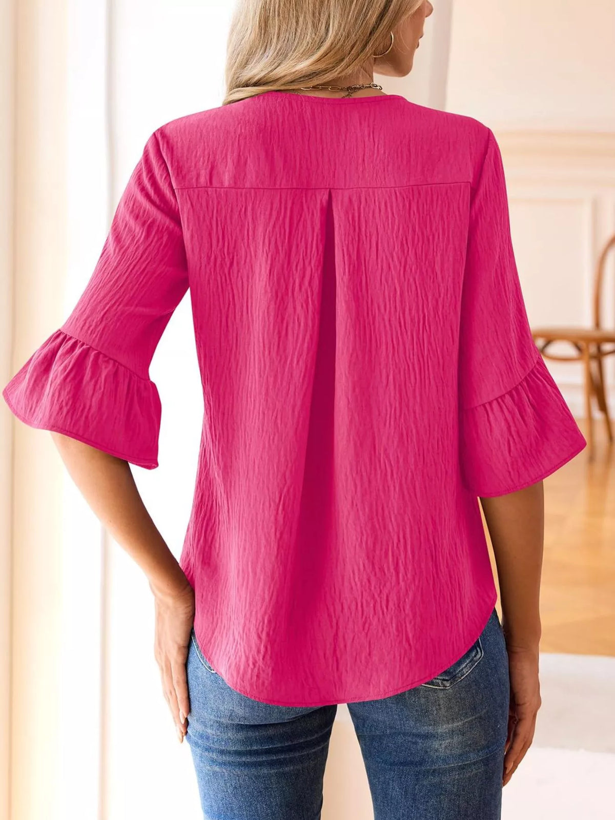 Ruffle Trim V-neck Blouse (25)