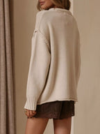 Crew Neck Dropped Shoulder Sweater (3)