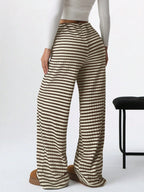 Striped Wide Leg Drawstring Pants (2)
