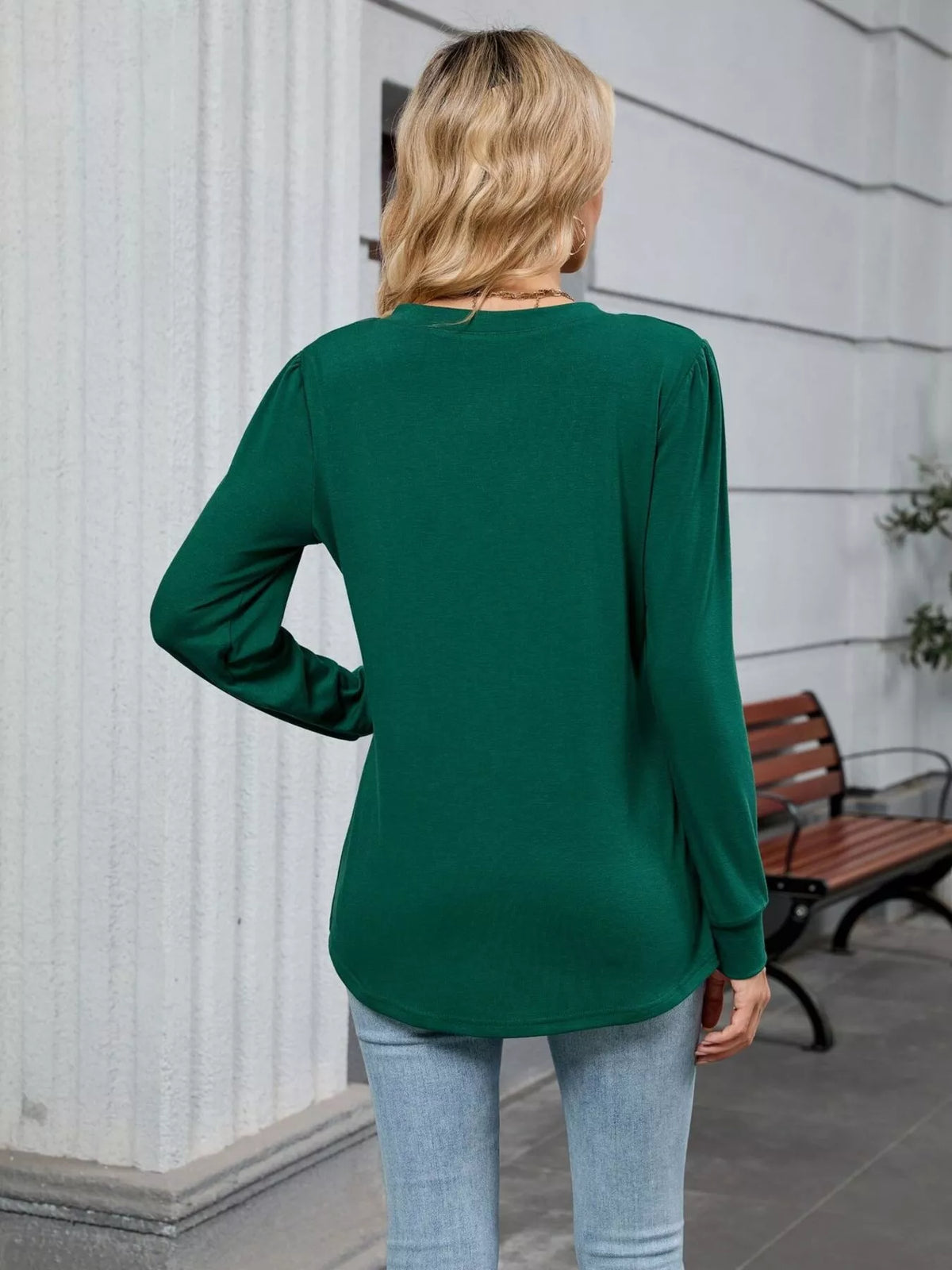 V-neck Long Sleeve Relaxed Fit T-shirt (15)