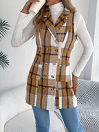 Plaid Double-breasted Vest Coat (5)