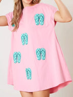 Sequin Short Sleeve Summer Tee Dress (3)
