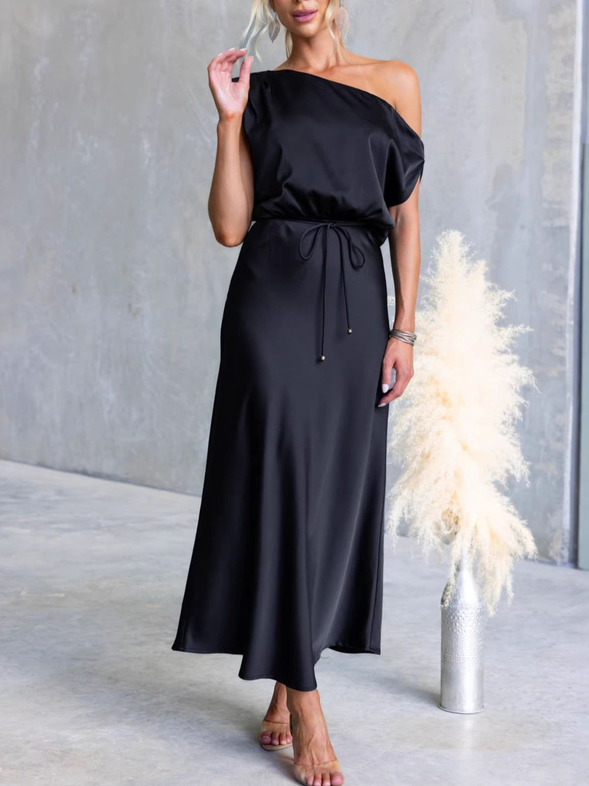 One-shoulder Tied Midi Dress (6)
