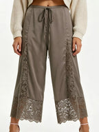 Lace Trim Wide-leg Cropped Pants (28)